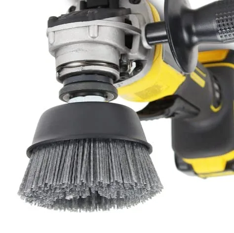 Miniatura 3 de BHA Cepillo de copa de cerdas de nailon de filamento abrasivo de 4", eje de rosca 5/8-11 - Gris (grano 80)