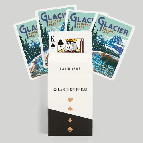 Miniatura 6 de Lantern Press Parque Nacional Glacier, Montana, Explorer Series, Moose (52 cartas de juego, baraja de cartas de tamaño póker con Jokers)