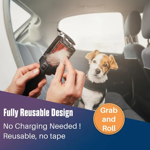 Miniatura 5 de CPHUSA Rodillo removedor de pelo para mascotas, rodillo reutilizable para gatos y perros, removedor portátil de pelo de mascotas multisuperficie