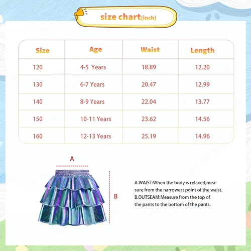 Miniatura 7 de techcity Falda metálica brillante de 3 capas con volantes para niñas, ropa de disfraz de fiesta de baile para niñas de 4 a 13 años con gafas