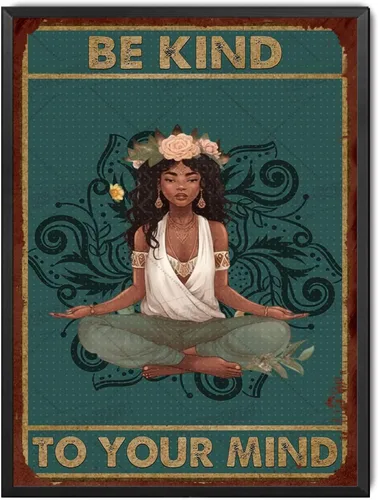Miniatura 18 de LIUAXICIA Letrero de metal con texto en inglés «Be Kind to Your Mind» para decoración de pared para familia, bar, restaurante, cafetería, baño