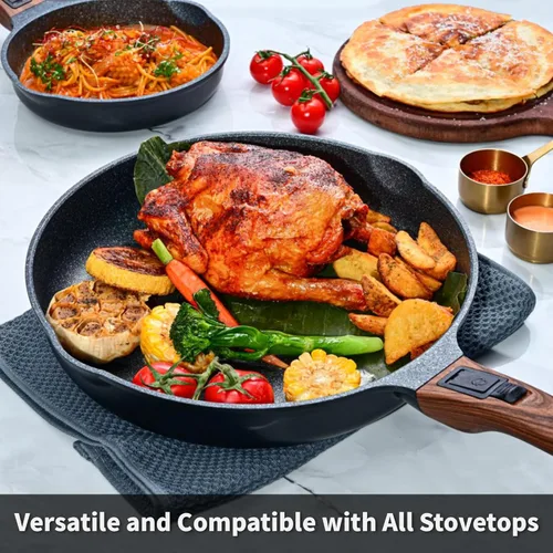 Miniatura 6 de Sartén antiadherente inteligente de 8 pulgadas con mango extraíble, aluminio fundido y sartén para tortilla antiarañazos, compatible con todas