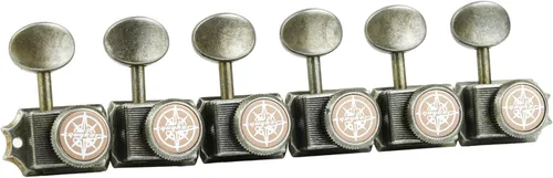 Miniatura 4 de Guyker Afinadores de cuerda de bloqueo de guitarra vintage de 6 en línea – Clavijas de afinación de bloqueo, cabezales de máquina, piezas de Relic