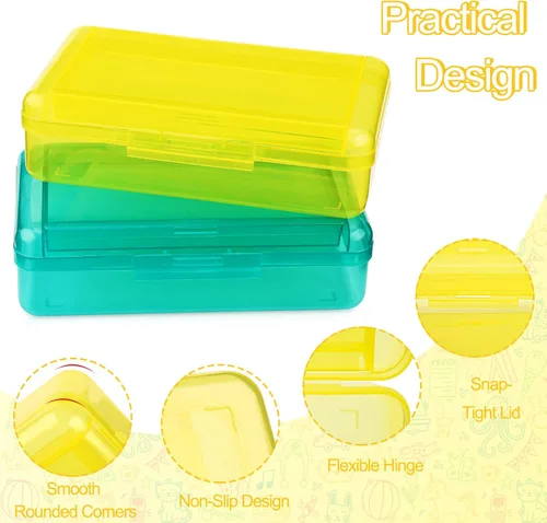 Miniatura 3 de Meiikun Caja de Lápices, Cajas de Lápices de Gran Capacidad 2 Compartimentos, Estuche Rígido de Lápices con Tapa Hermética, Caja Organizadora de 1