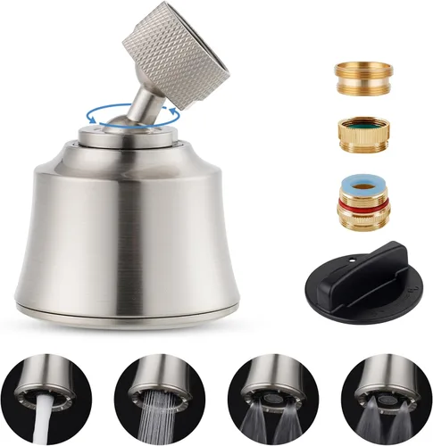 Miniatura 10 de Hygie Rinse Cabezal de repuesto para grifo de fregadero de cocina, accesorio rociador de 4 rociadores con 2 juntas de bola, giro de ángulo grande
