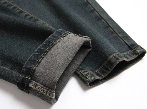 Miniatura 7 de Pantalones de mezclilla lavados para hombre con corte ajustado y elástico de moda Hip Hop