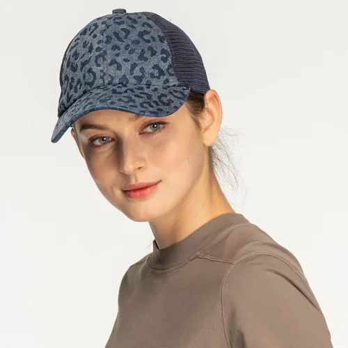 Miniatura 6 de C.C Ponytail Criss Cross Messy Buns Ponycaps Baseball Cap Dad Trucker Mesh Hat Distressed