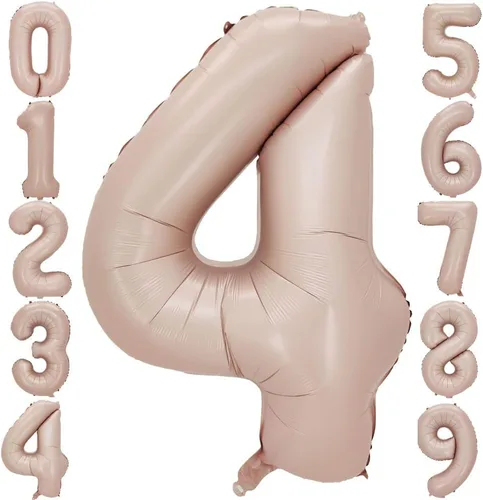 Globos de papel aluminio rosa claro número 4, 40 pulgadas