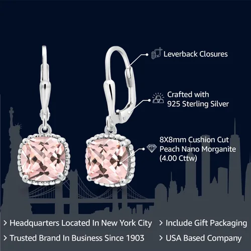 Miniatura 13 de Gem Stone King Aretes colgantes de plata de ley 925 de 0.315 pulgadas para mujer