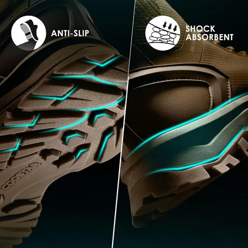 Miniatura 5 de Coostar Botas tácticas para hombre, ligeras, militares, botas de combate con cremallera lateral, para motocicleta, senderismo, trabajo