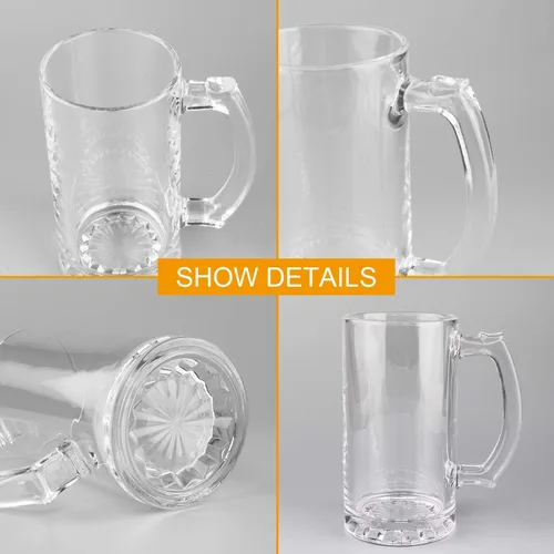 Miniatura 4 de QAPPDA Juego de tazas de cerveza, tazas de vidrio con asa de 16 onzas, vasos de cerveza grandes para congelador, tazas de agua para bebidas frías
