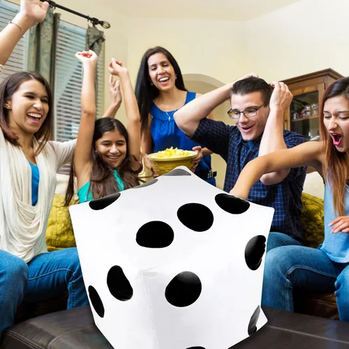 Miniatura 6 de CCINEE Dados inflables gigantes de 20 pulgadas, dados inflables gigantes blancos y negros para juego de mesa al aire libre y decoración de fiesta