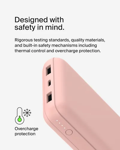 Miniatura 11 de Belkin Cargador portátil, banco de energía USB C de 20000 mAh con 1 puerto USB-C y 2 puertos USB-A, 15 W con cable tipo A a tipo C - iPhone 17, Air