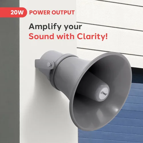 Miniatura 2 de Pyle Altavoz de bocina PA para interiores y exteriores, megáfono de sonido compacto de potencia de 20 vatios de 9.7 pulgadas con frecuencia de 400