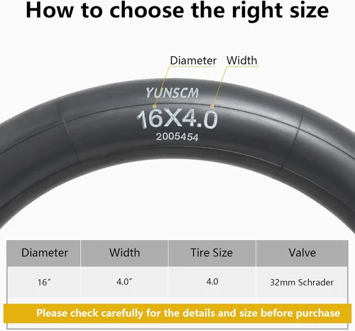Miniatura 5 de 2-PCS 16x4.0(102/305) Heavy Duty E-Bike Tire Tubes 16 x 4.0 Premium Quality Butyl Compatible with 16 x 4 Fat Electric Bike Bicycle Tubes Schrader