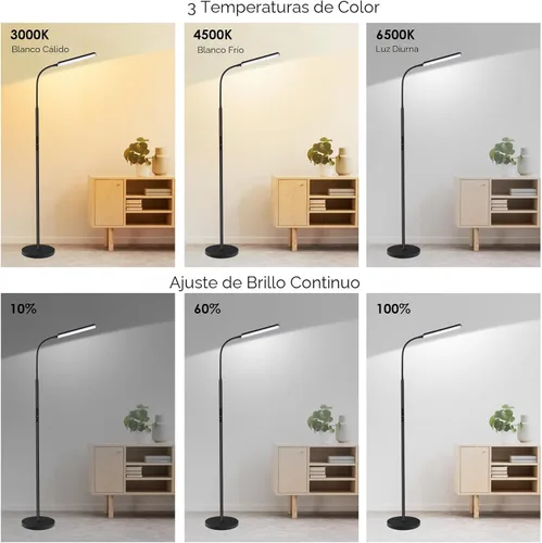 Miniatura 4 de Dimunt Lámpara de pie LED, lámparas de pie brillantes de 15W para sala de estar con temporizador de 1H, lámparas de pie ajustables sin escalones