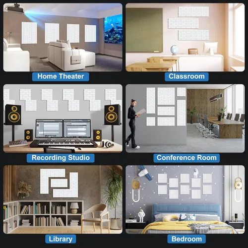 Miniatura 6 de Paquete de 18 paneles acústicos de pared, paneles de espuma absorbentes de sonido de 12 x 12 pulgadas, paneles de pared autoadhesivos con reducción