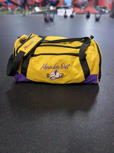 Miniatura 7 de Bolsa de lona Kobe para viajar. Bolsas de gimnasio deportivas para hombres, bolsa de transporte para viajes. Bolsa de lona amarilla de los Lakers