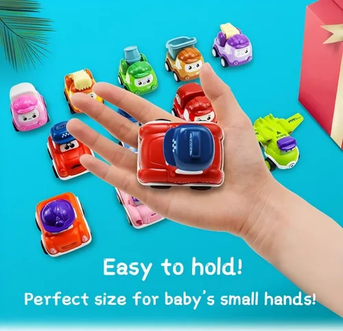 Miniatura 10 de 12 piezas de juguetes de coches de tracción para niños de 1 2 3 años, juguetes de coches de bebé para niños de 12 a 18 meses, juego de coches