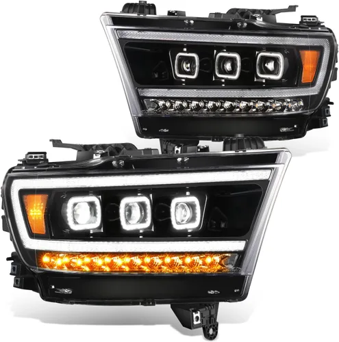 Miniatura 12 de DNA MOTORING Par de faros LED compatibles con Ram 1500 2500 3500 13-18, luces de proyector de haz alto y doble bajo, LED Switchback, cromado