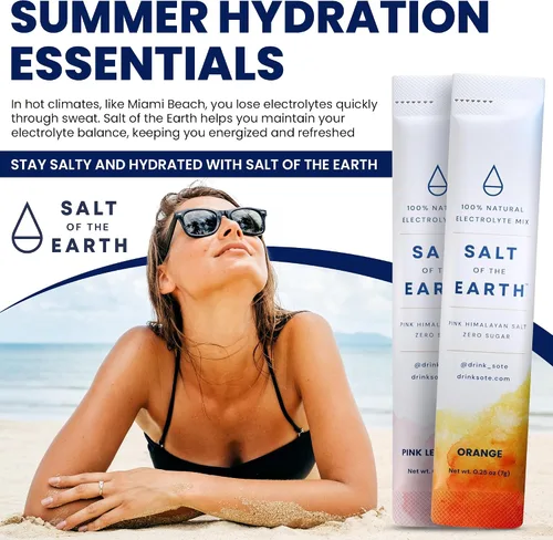 Miniatura 5 de Salt of the Earth - Polvo de electrolitos premium sin azúcar - Hecho con sal rosa del Himalaya - Paquetes de polvo para hidratación Ingredientes
