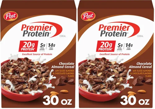 Miniatura 14 de Post Premier Protein Cereal de almendras de chocolate, cereal de desayuno rico en proteínas o aperitivo hecho con almendras reales, 30 onzas – 1
