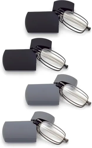 Miniatura 10 de HIGHLIKE Hard Cases Folding Reading Glasses, Pocket Wallet Purse Compact Spring Hinge Readers, Transparent Clear Lens Paquete de 3: 3 plomizos