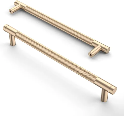 Miniatura 25 de Asidrama - Paquete de 10 tiradores para gabinete de 3 pulgadas (76mm) de color negro mate y bronce champán, manijas estriadas para gabinete