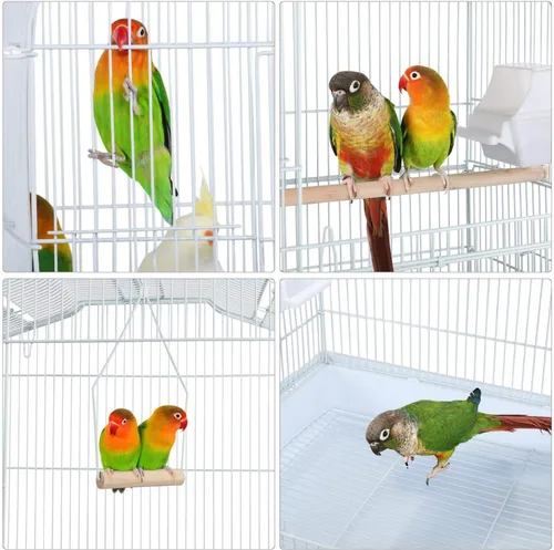 Miniatura 4 de Yaheetech Jaula para pájaros de 41" de tamaño mediano con parte superior abierta, para periquitos, cacatúas, loros con cuello de anillo indio, Blanco