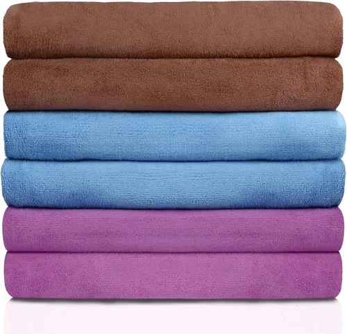 Miniatura 10 de MERRY HOME Paquete de 6 toallas de baño, 27 x 55 pulgadas, juego de toallas de baño de microfibra grandes para adultos, hombres y mujeres, ultra
