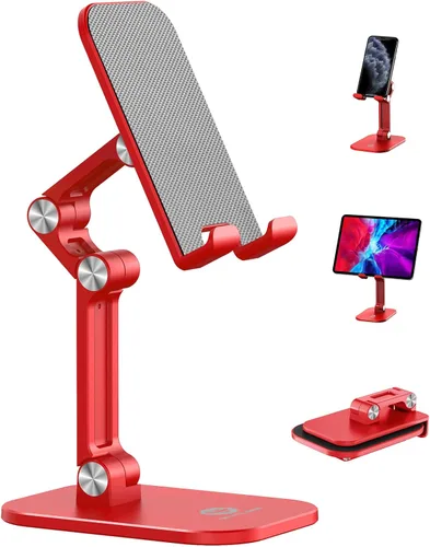 Miniatura 9 de OCYCLONE Soporte para teléfono, altura y ángulo ajustable, soporte plegable para teléfono celular para escritorio, soporte más alto para iPhone Beige
