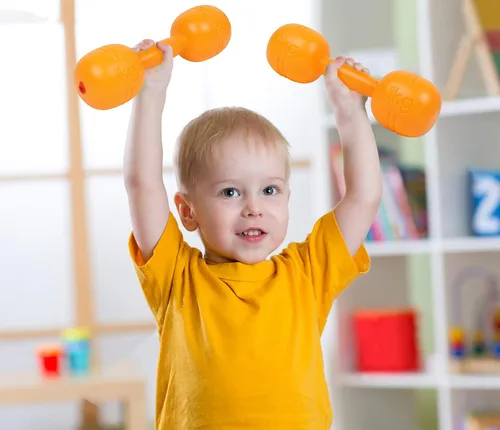 Miniatura 2 de Juego de mancuernas de plástico para niños, juego de mancuernas para niños, equipo de ejercicio de fitness para gimnasio en casa (juego de 6 piezas)