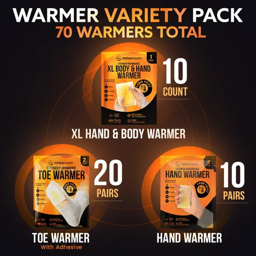 Miniatura 2 de Hand Warmers Variety Set - 70 Count Ultimate Value Pack – 10 XL Body Warmers, 10 Pairs Hand Warmers, 20 Pairs Toe Warmers with Adhesive – Air