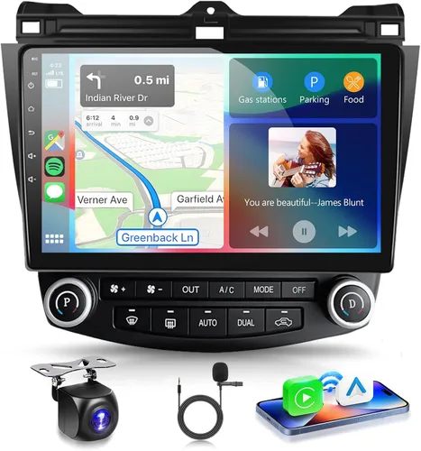Estéreo de coche Android 15 para Honda Accord 2003-2007 Radio inalámbrica Carplay Android Auto 10.1 pulgadas 1080P HD pantalla táctil 5G WiFi DSP EQ