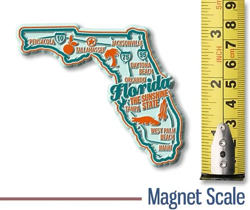 Miniatura 2 de Imán de estado premium de Florida de Classic Magnets, 3.4 x 2.9 pulgadas, recuerdos y regalos coleccionables de goma 3D de estilo vintage fabricados