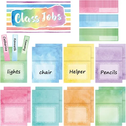 Miniatura 7 de Zonon Class Jobs Tablero de Anuncios Colorido para Trabajos de Clase Conjunto de Gráfico de Bolsillos Ayudante del Maestro Decoración de Pizarra