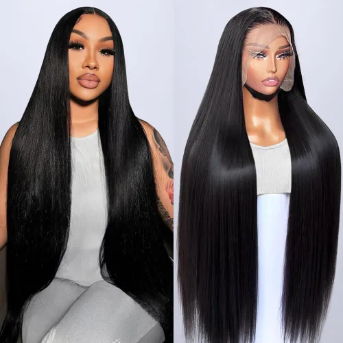 Miniatura 10 de Hermosa - Pelucas de cabello humano con encaje frontal HD de 13 x 4 pulgadas, prearrancadas con cabello de bebé, densidad 180, transparente, 9A