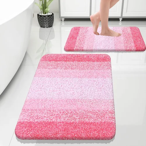 Miniatura 105 de OLANLY Juego de 2 alfombras de baño de microfibra suave y absorbente, antideslizantes, se pueden lavar y secar a máquina, alfombras de baño peludas