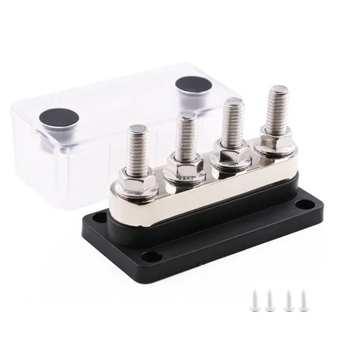 Miniatura 10 de Barra de bus de cobre de 12 V 300 A con 4 pernos de batería de 5/16 pulgadas, bloques de distribución de energía, barra colectora marina, barra