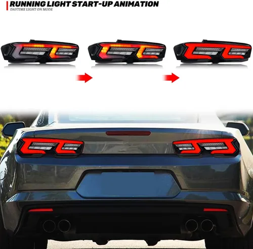 Miniatura 4 de Nuevo accesorio para Chevrolet Chevy Camaro 2019-2024 Luces traseras LED SS ZL1 LT Lámparas traseras transparentes señal secuencial inicio animación