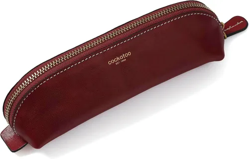 Miniatura 12 de Cockatoo Estuche para lápices de piel auténtica, soporte para accesorios, bolsa de papelería, estuche con cremallera para el trabajo y la oficina