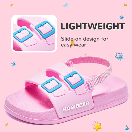 Miniatura 2 de HOBIBEAR Sandalias de exterior para niños y niñas, zapatos planos con punta cerrada, zapatos de agua para niños, zapatos de playa de verano