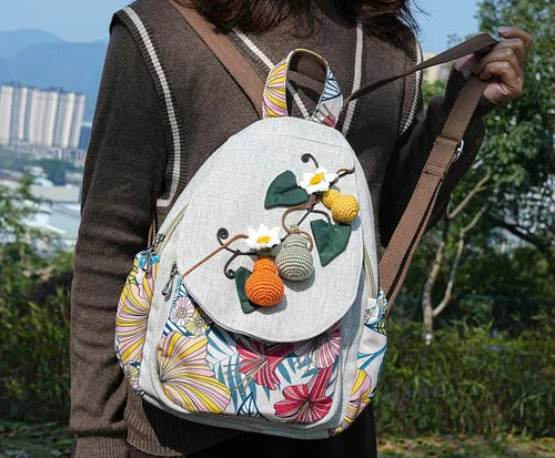 Miniatura 177 de HUANGGUOSHU Mochila de algodón tejida de algodón bohemio con bordado de lona estilo bohemio con múltiples bolsillos retro linda mochila cartera