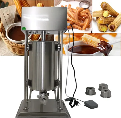 Miniatura 3 de Churro Maker, máquina de churro de tipo vertical, manual de acero inoxidable, máquina de churrera con rosquilla española con capacidad de 15 L y 4
