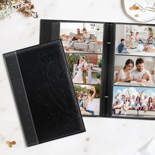 Miniatura 4 de Artmag - Álbum de fotos 4 x 6, 300 fotos, gran capacidad, cubierta de cuero, para bodas y familia, álbum de fotos con capacidad para 300 fotos Negro