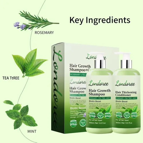 Miniatura 3 de Rosemary - Champú y acondicionador para el crecimiento del cabello adelgazante – Champú espesante de biotina para la pérdida del cabello, sin