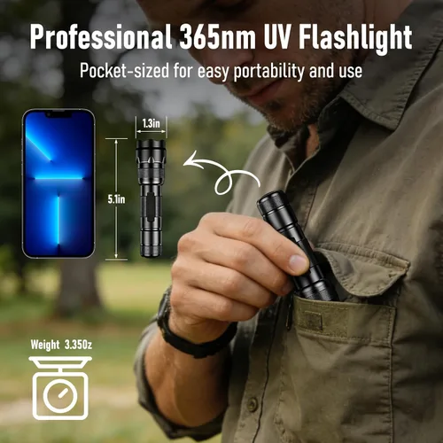 Miniatura 4 de Linterna UV 365nm Linterna de luz negra, potente linterna ultravioleta para manchas de orina de mascotas, pegamento UV curado, escorpiones, resina