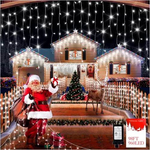 Miniatura 14 de FLVOECN 480 luces LED de Navidad de 49 pies, enchufables, 8 modos con temporizador, luces de hielo regulables, para exteriores, impermeables