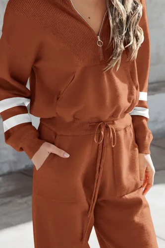 Miniatura 13 de PRETTYGARDEN Conjunto de suéter de 2 piezas para mujer, sudadera con cremallera, pantalones deportivos, ropa casual