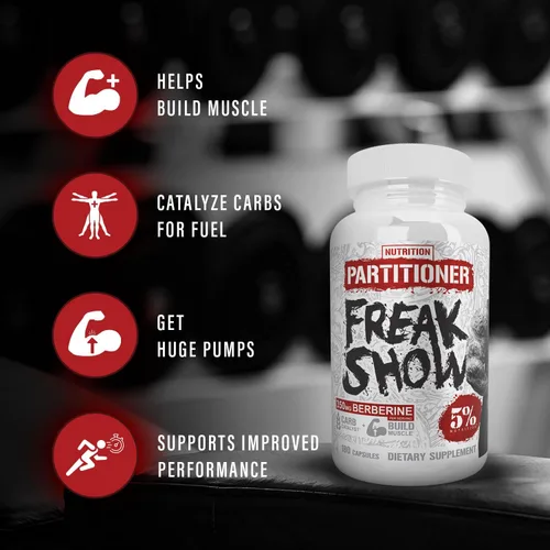 Miniatura 4 de 5% Nutrition Rich Piana Freak Show Constructor de músculo Berberina, Gymnema Sylvestre, polvo de banaba 180 cápsulas (30 días)
